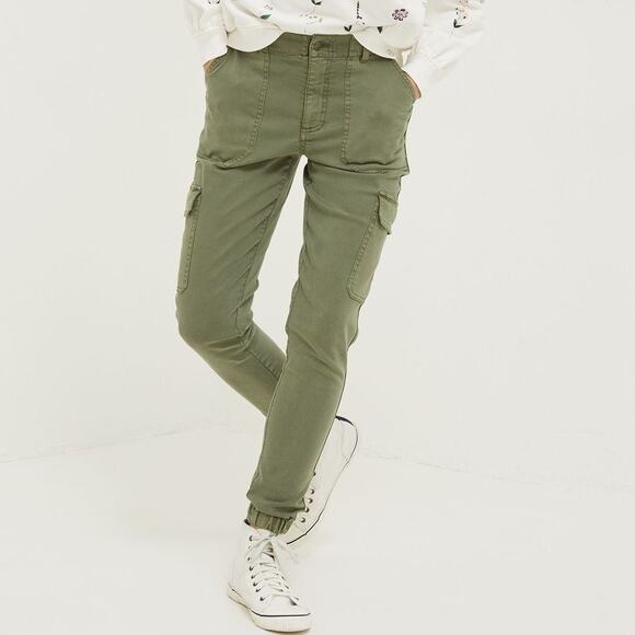 Fatface Women's Comfort Stretch Hythe Cargo Trousers Slim Fit Green Size 6 - Picture 1 of 9